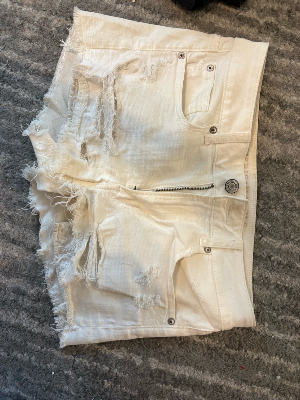 American Eagle Outfitters White Distressed Denim Cutoff Shorts